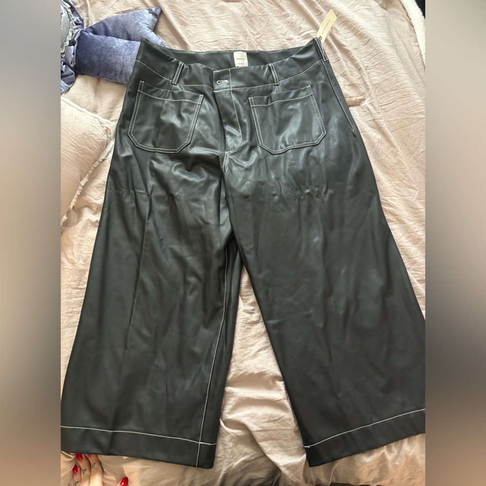Maeve by Anthropologie Black Faux Leather Pants